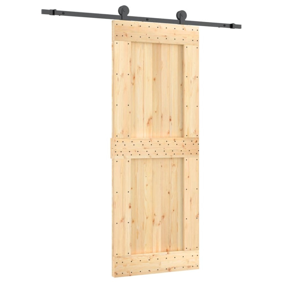 Puerta corredera con herrajes madera maciza de pino 80x210