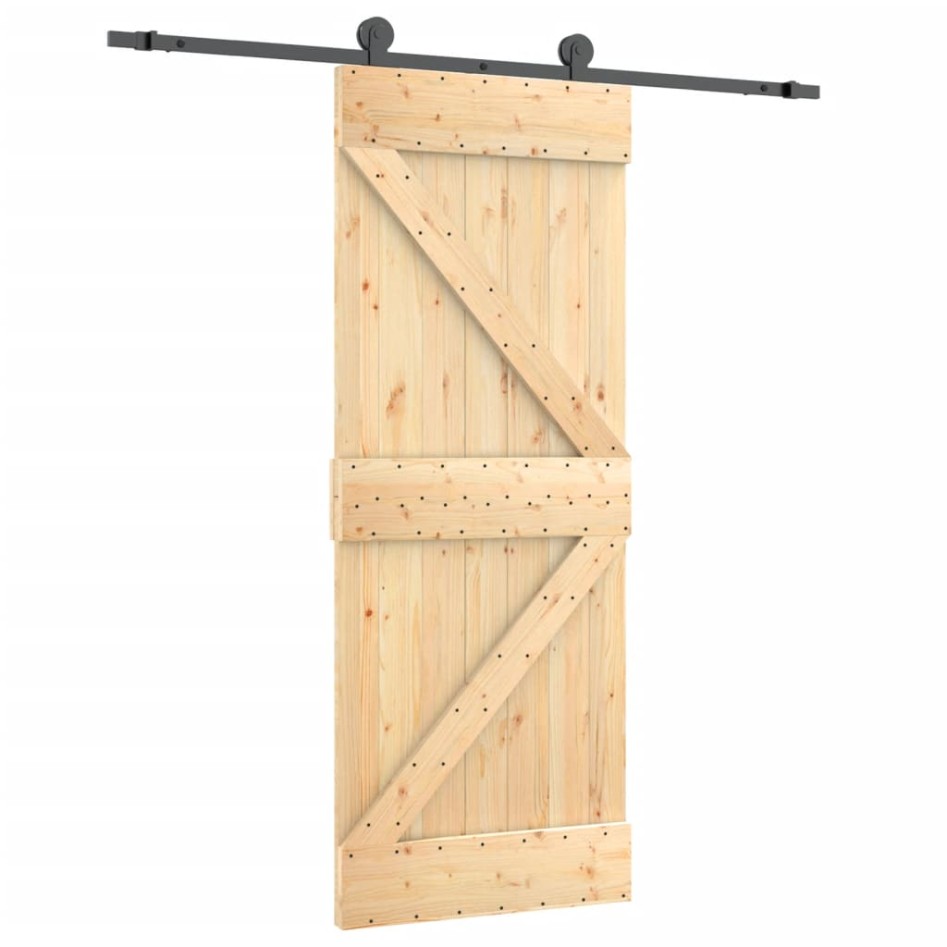 Puerta corredera con herrajes madera maciza de pino 70x210
