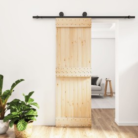 Puerta corredera con herrajes madera maciza de pino 70x210