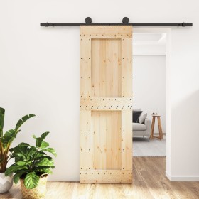 Puerta corredera con herrajes madera maciza de pino 70x210