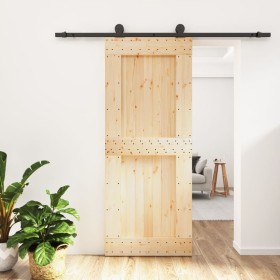 Puerta corredera con herrajes madera maciza de pino 85x210