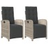 Sillón reclinable jardín y reposapiés 2 uds ratán PE gris