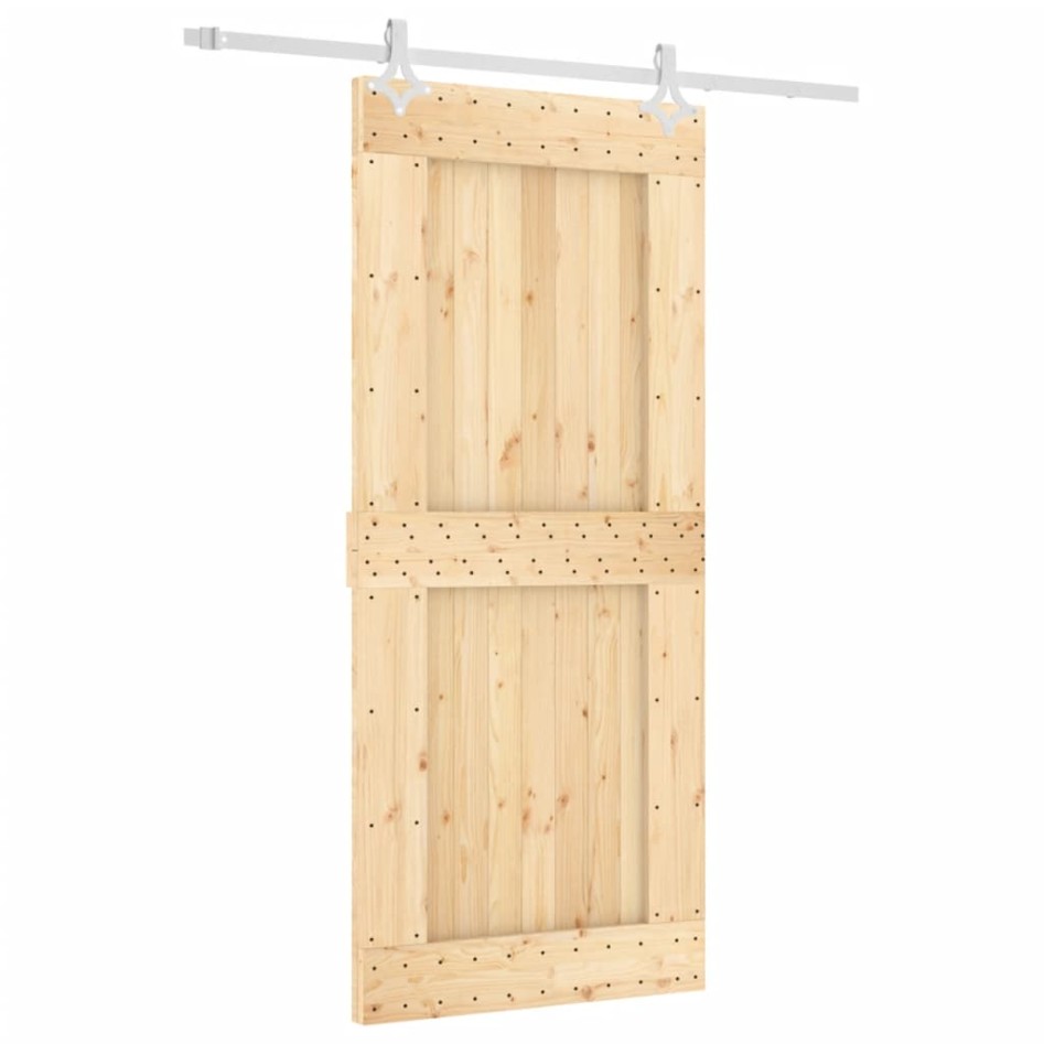 Puerta corredera con herrajes madera maciza de pino 90x210