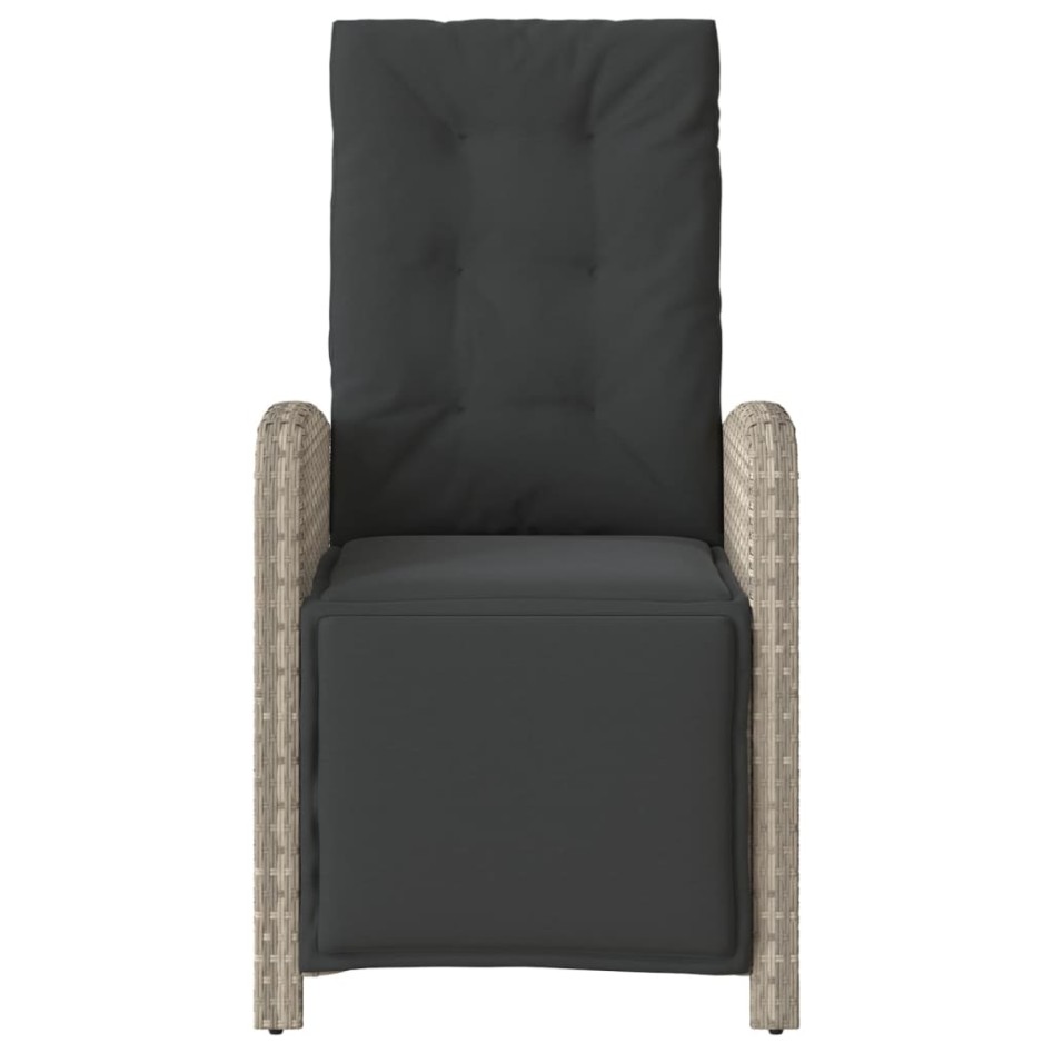 Sillón reclinable jardín y reposapiés 2 uds ratán PE gris