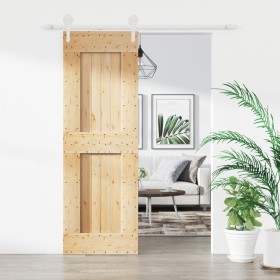 Puerta corredera con herrajes madera maciza de pino 70x210