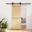 Puerta corredera con herrajes madera maciza de pino 80x210 cm