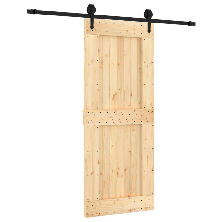 Puerta corredera con herrajes madera maciza de pino 85x210
