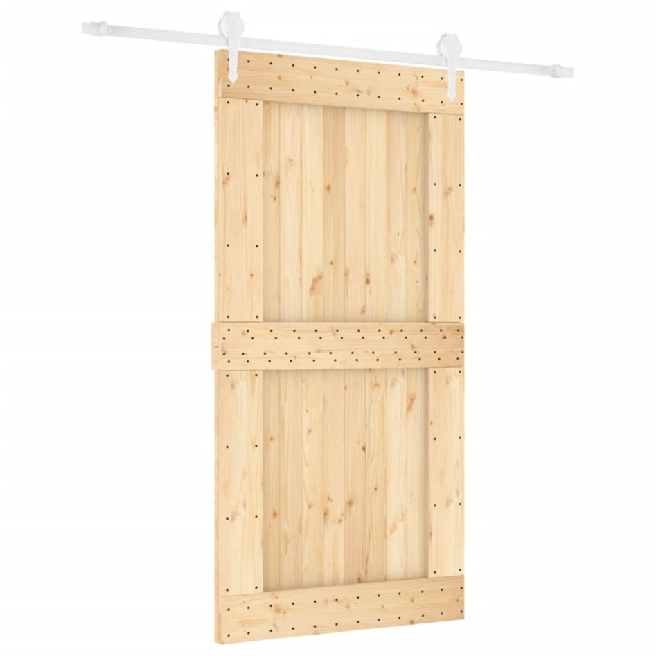 Puerta corredera con herrajes madera maciza de pino 100x210