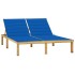 Tumbona doble y cojines azul royal madera pino