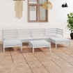 Juego de muebles de jardín 7 pzas madera maciza de pino blanco