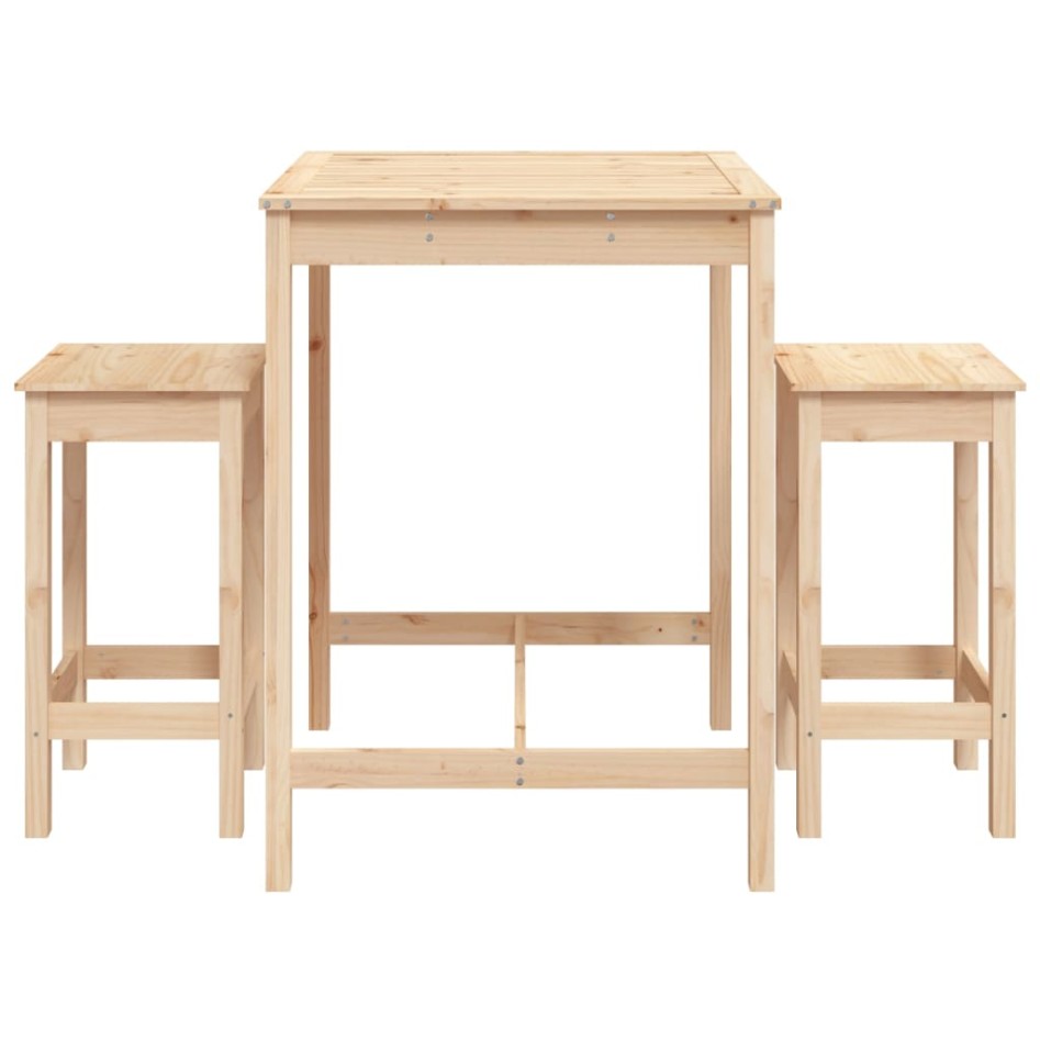 Set de mesa y taburetes altos 3 piezas madera maciza de