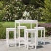 Set de mesa y taburetes altos jardín 5 pzas madera pino blanco