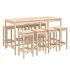 Mesa y taburetes altos jardín 9 piezas madera maciza de