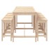 Mesa y taburetes altos jardín 9 piezas madera maciza de