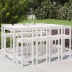 Mesa y taburetes altos jardín 9 pzas madera maciza pino blanco