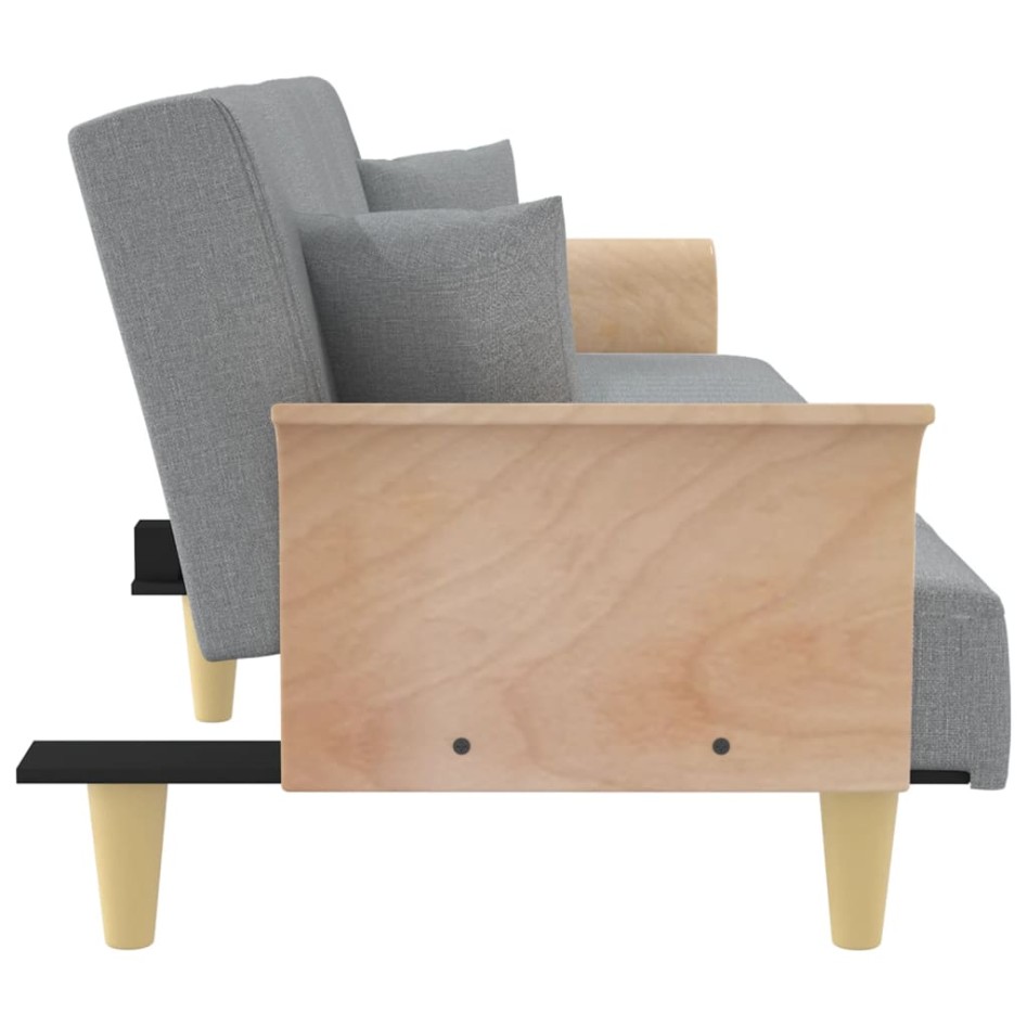 Sofá cama con reposabrazos tela gris