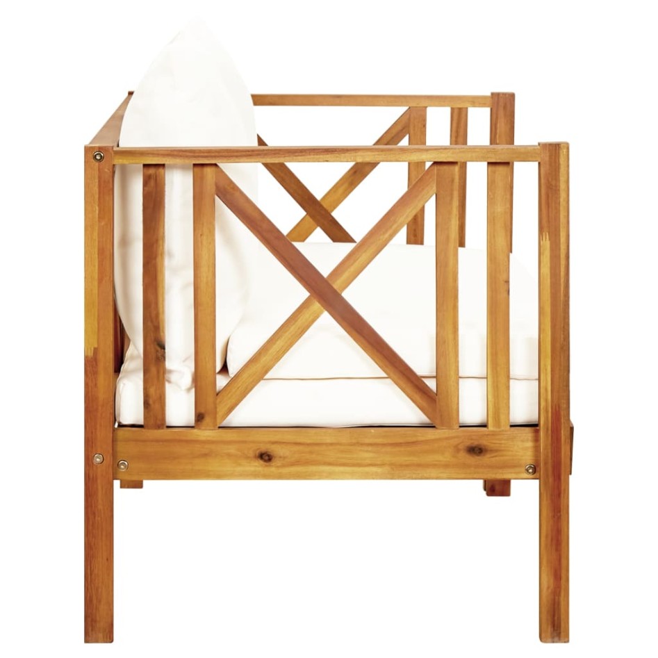 Banco de jardín 2 plazas con cojines madera maciza acacia