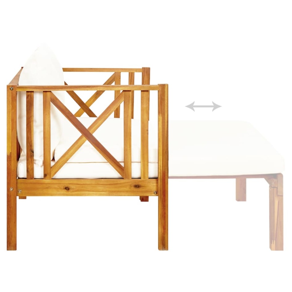 Banco de jardín 2 plazas con cojines madera maciza acacia