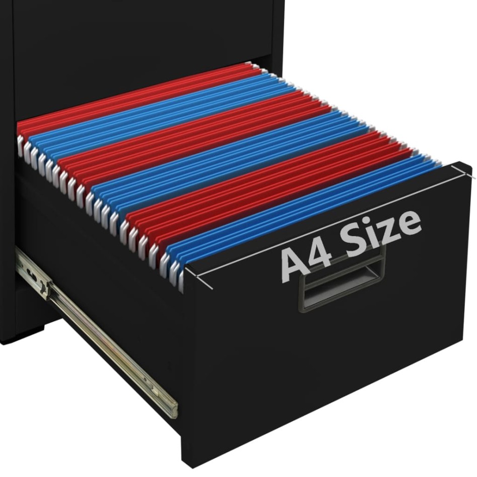 Armario archivador de acero negro 46x62x133