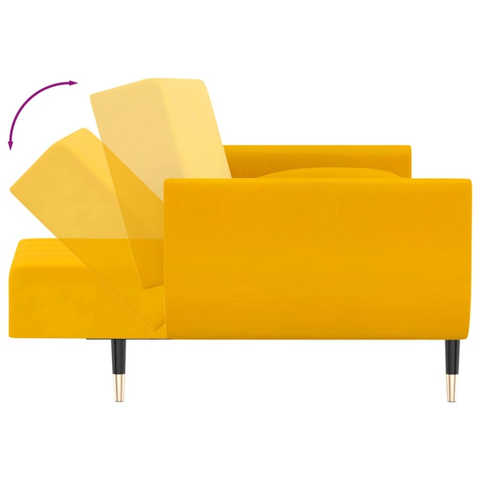 Sofá cama de 2 plazas con dos cojines terciopelo