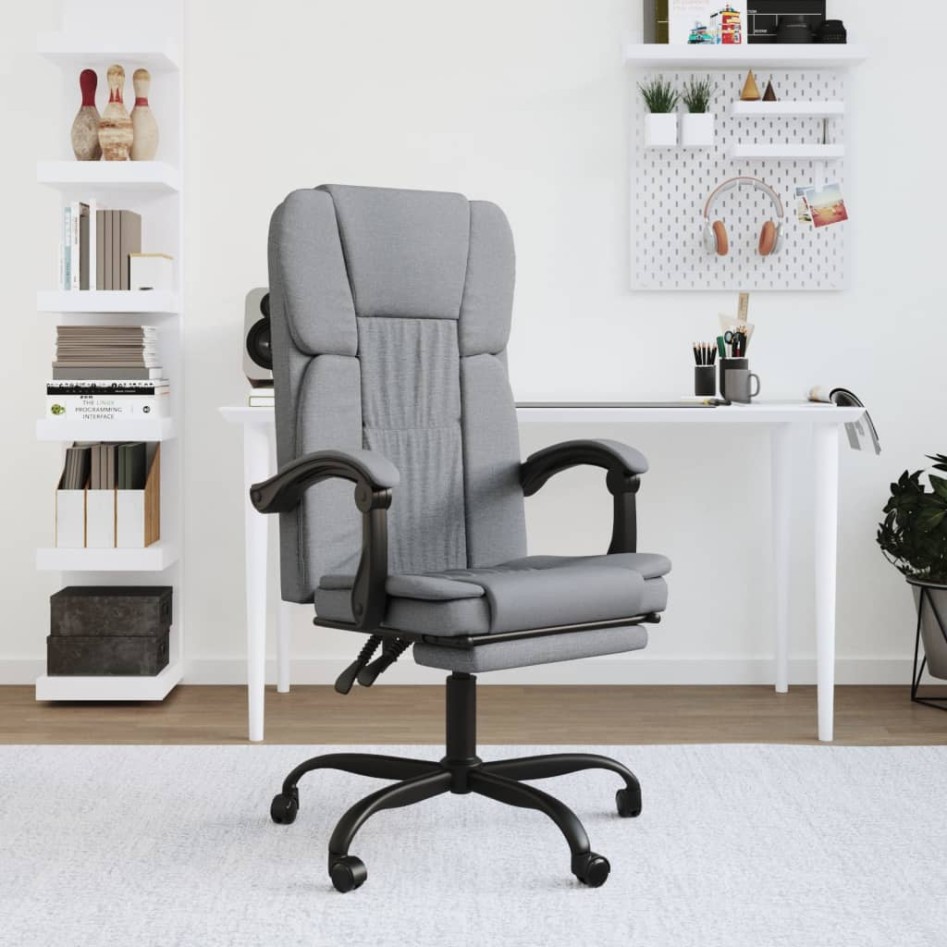 Silla de oficina reclinable de tela gris