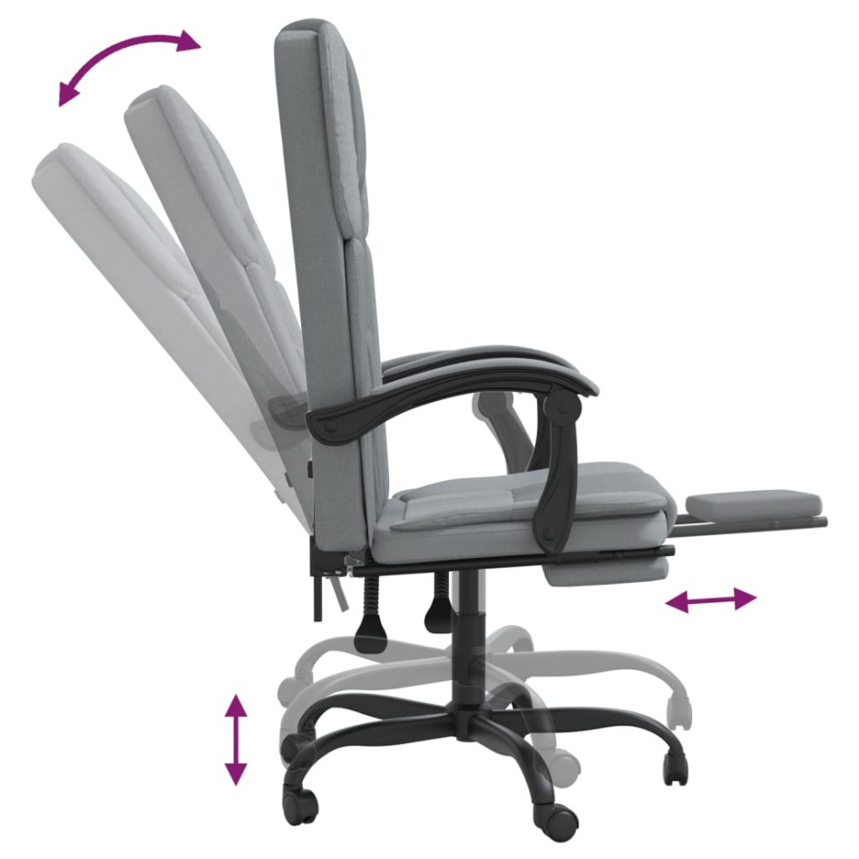 Silla de oficina reclinable de tela gris