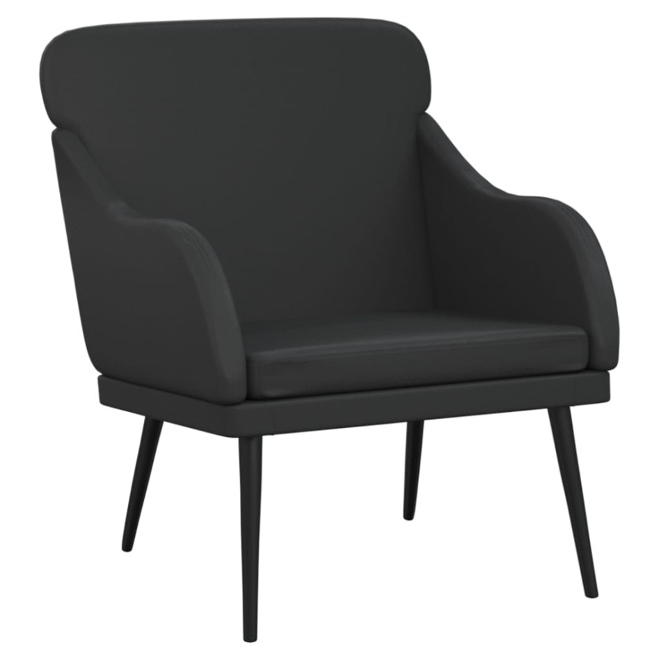 Sillón de cuero sintético negro 63x76x80