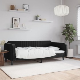 Sofá cama sin colchón terciopelo negro 90x190
