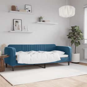 Sofá cama sin colchón terciopelo azul 80x200