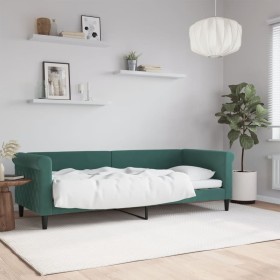 Sofá cama sin colchón terciopelo verde oscuro 80x200