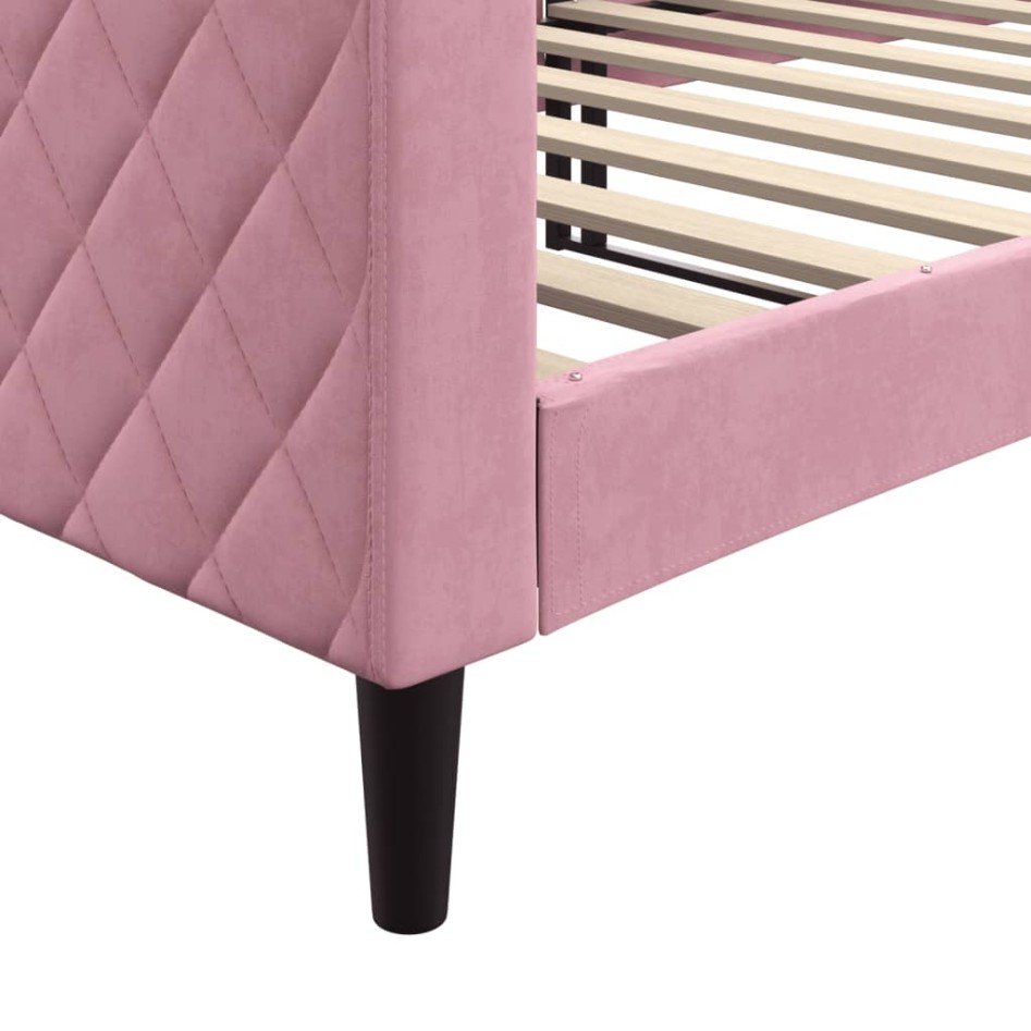 Sofá cama sin colchón terciopelo rosa 90x200