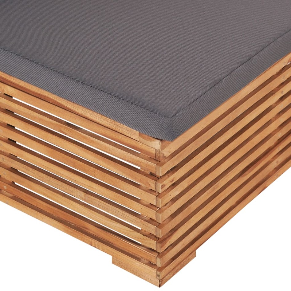 Sofá central de jardín con cojín gris madera maciza de