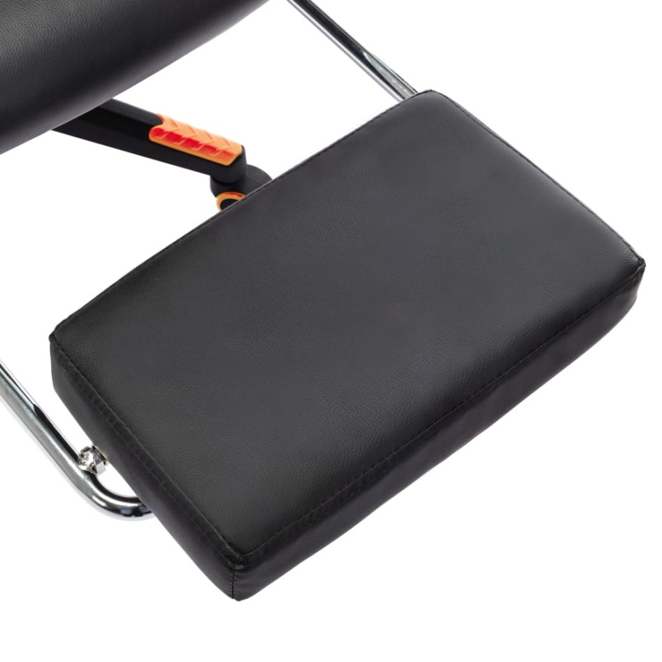 Silla de gaming con reposapiés cuero sintético negro y