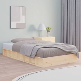 Estructura de cama doble de madera maciza 140x190