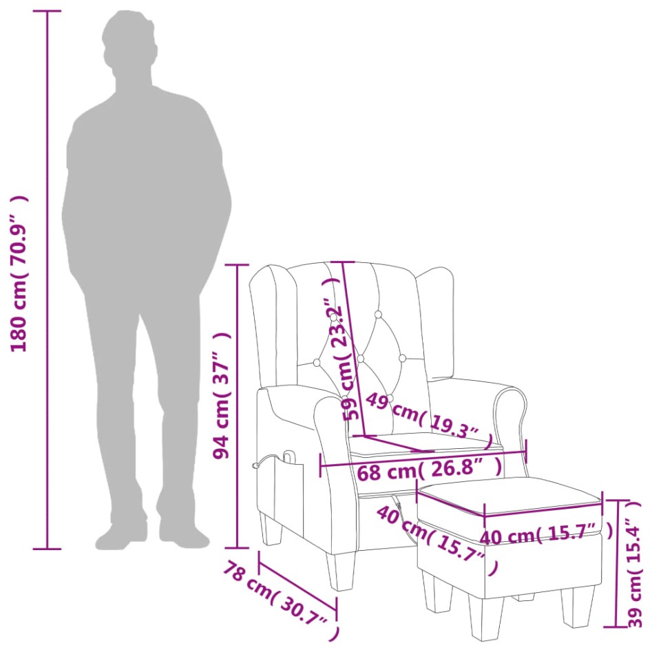 Sillón de masaje con reposapiés tela