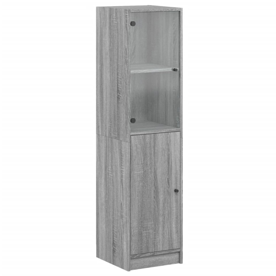 Aparador con puerta de vidrio gris Sonoma 35x37x142