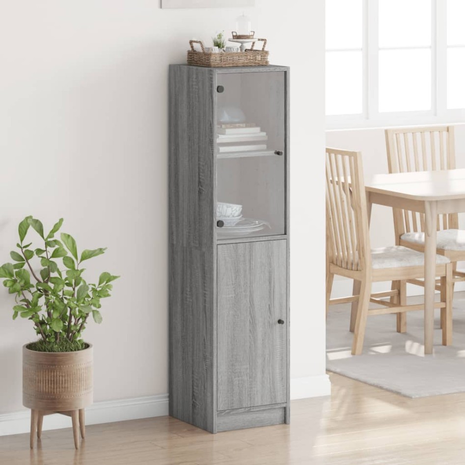 Aparador con puerta de vidrio gris Sonoma 35x37x142