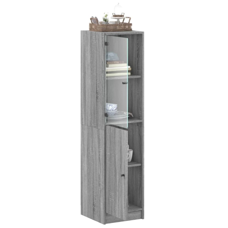 Aparador con puerta de vidrio gris Sonoma 35x37x142