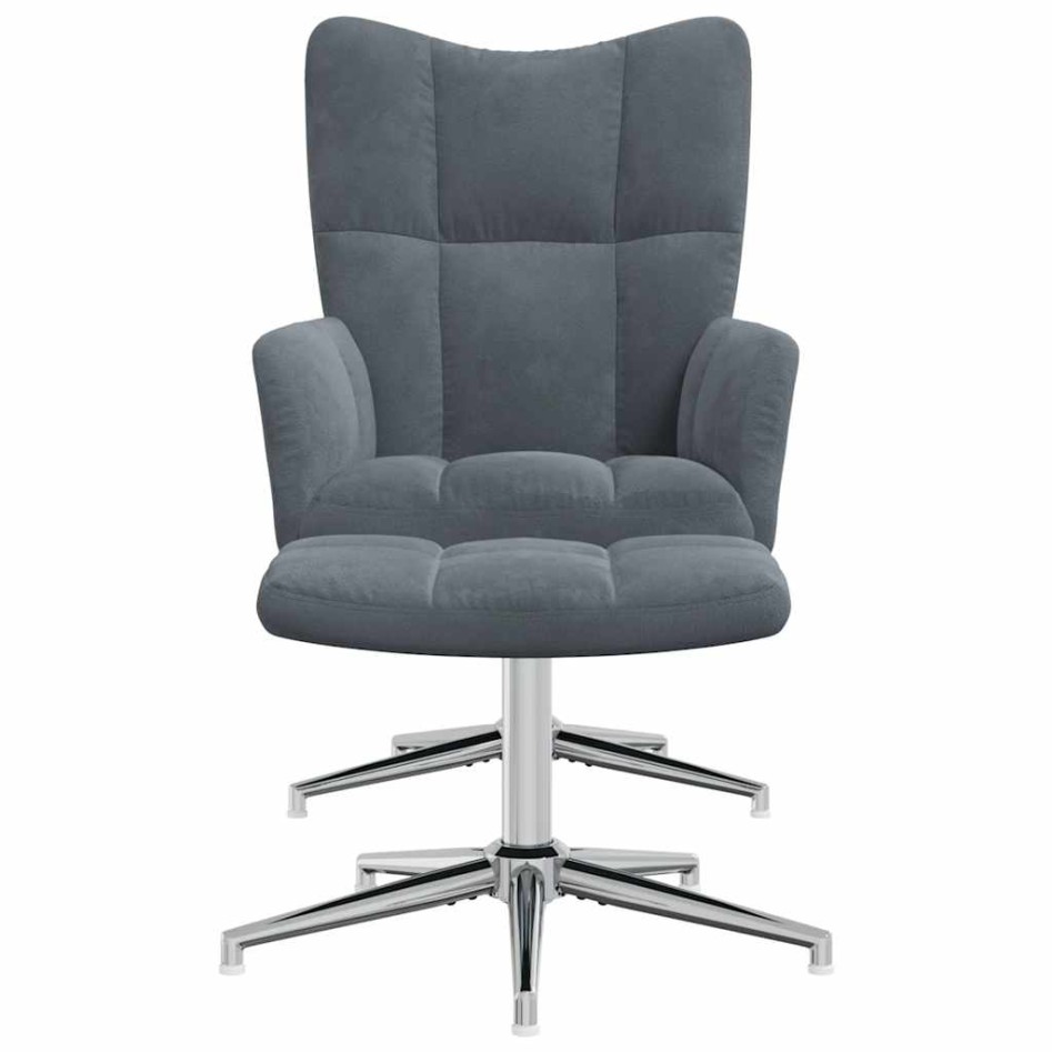 Sillón de relax con taburete terciopelo gris