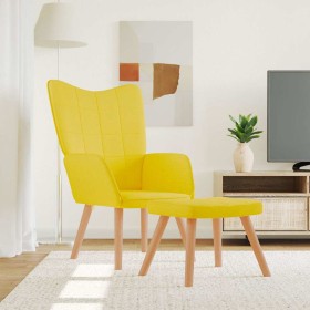 Silla de relajación con reposapiés tela amarillo