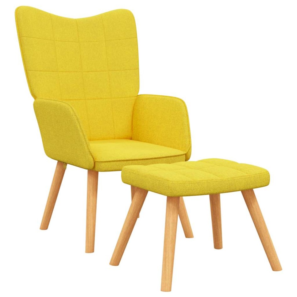 Silla de relajación con reposapiés tela amarillo