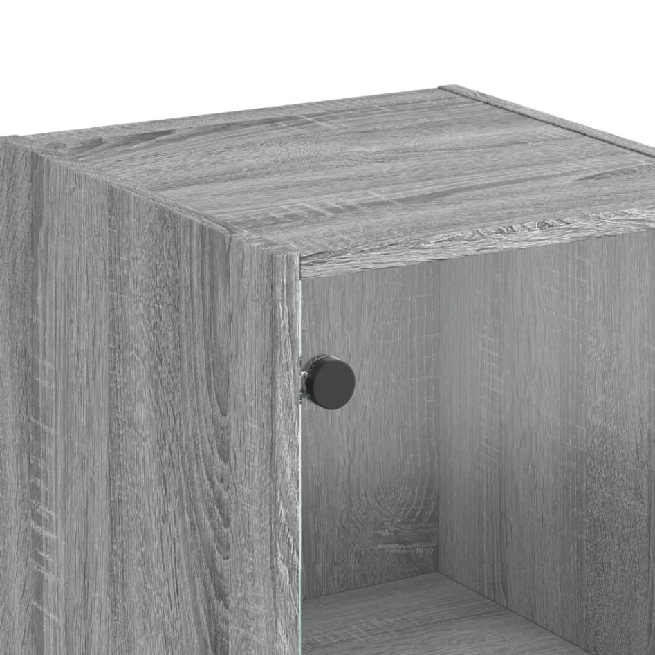Aparador con puerta de vidrio gris Sonoma 35x37x142