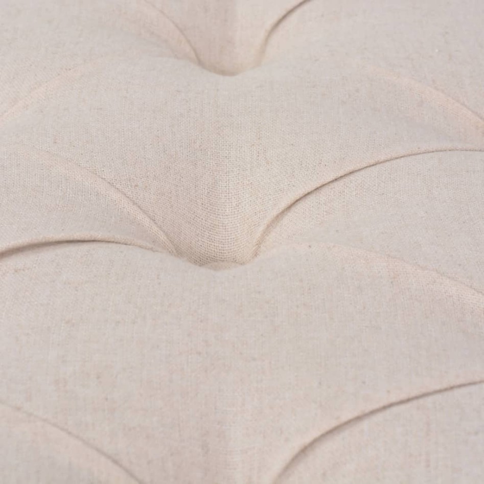 Banco de madera maciza y lino blanco crema 150x40x48