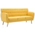 Sofá de 3 plazas tapizado de tela amarillo 172x70x82