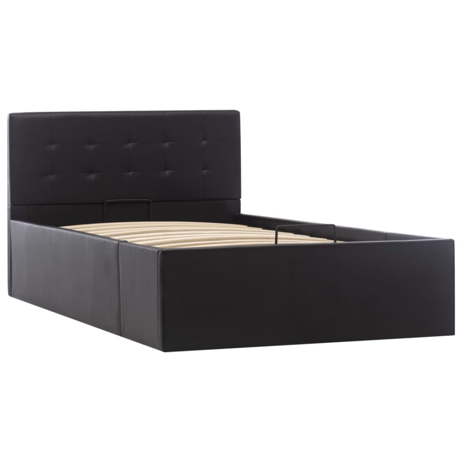 Cama canapé hidráulica cuero sintético negro 100x200