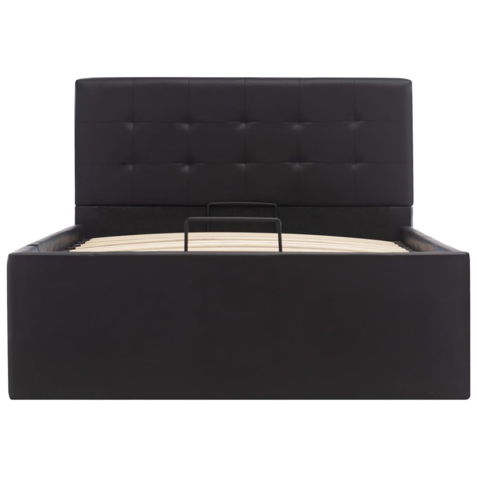 Cama canapé hidráulica cuero sintético negro 100x200