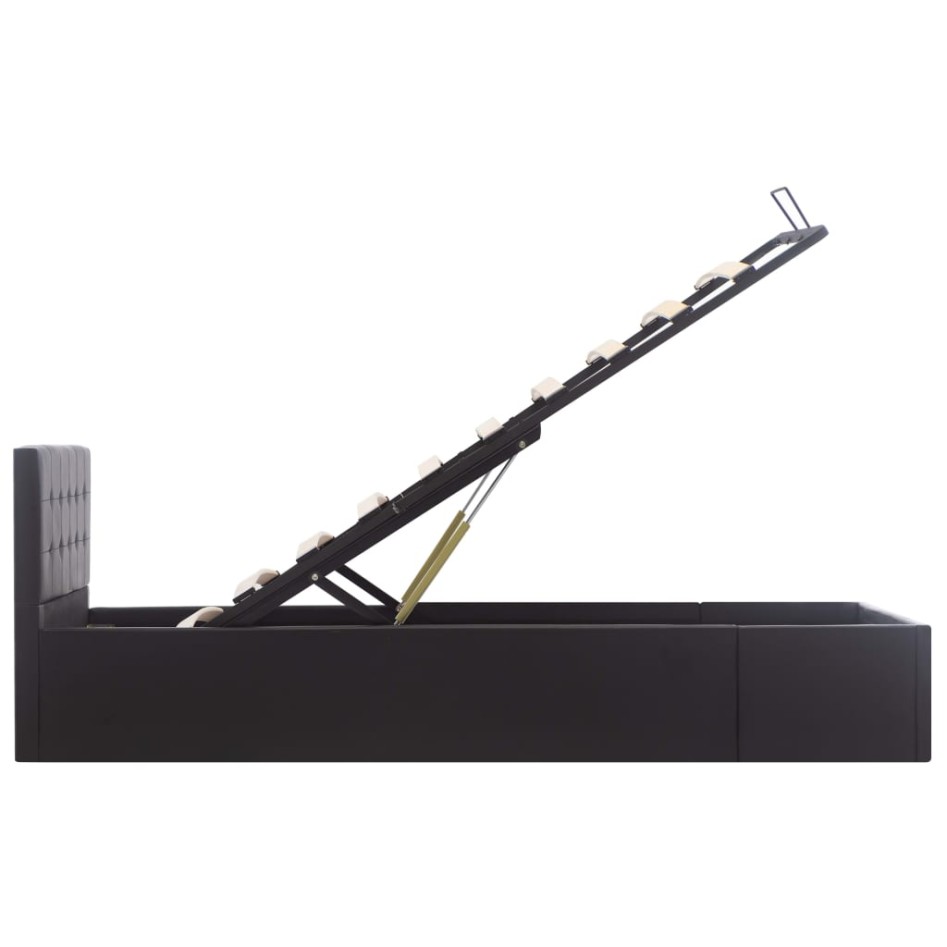 Cama canapé hidráulica cuero sintético negro 100x200