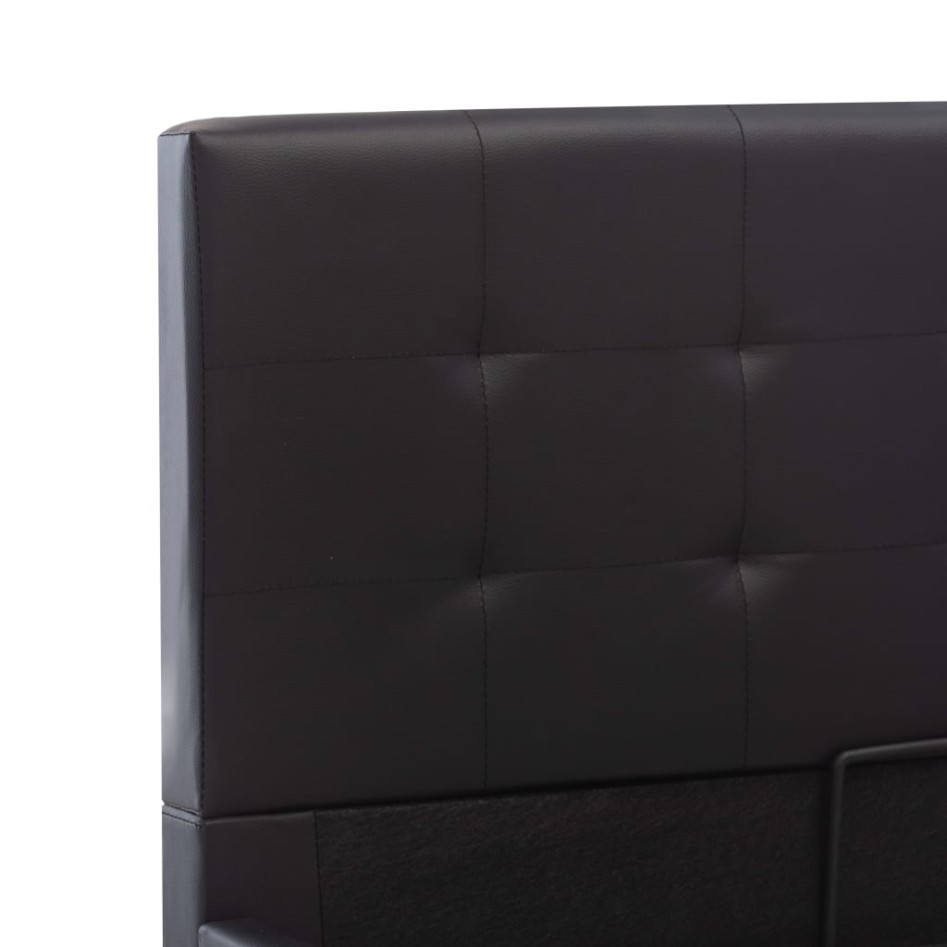 Cama canapé hidráulica cuero sintético negro 100x200