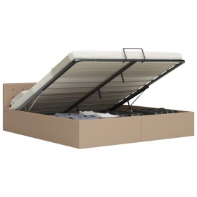 Cama canapé hidráulica cuero sintético blanco 160x200
