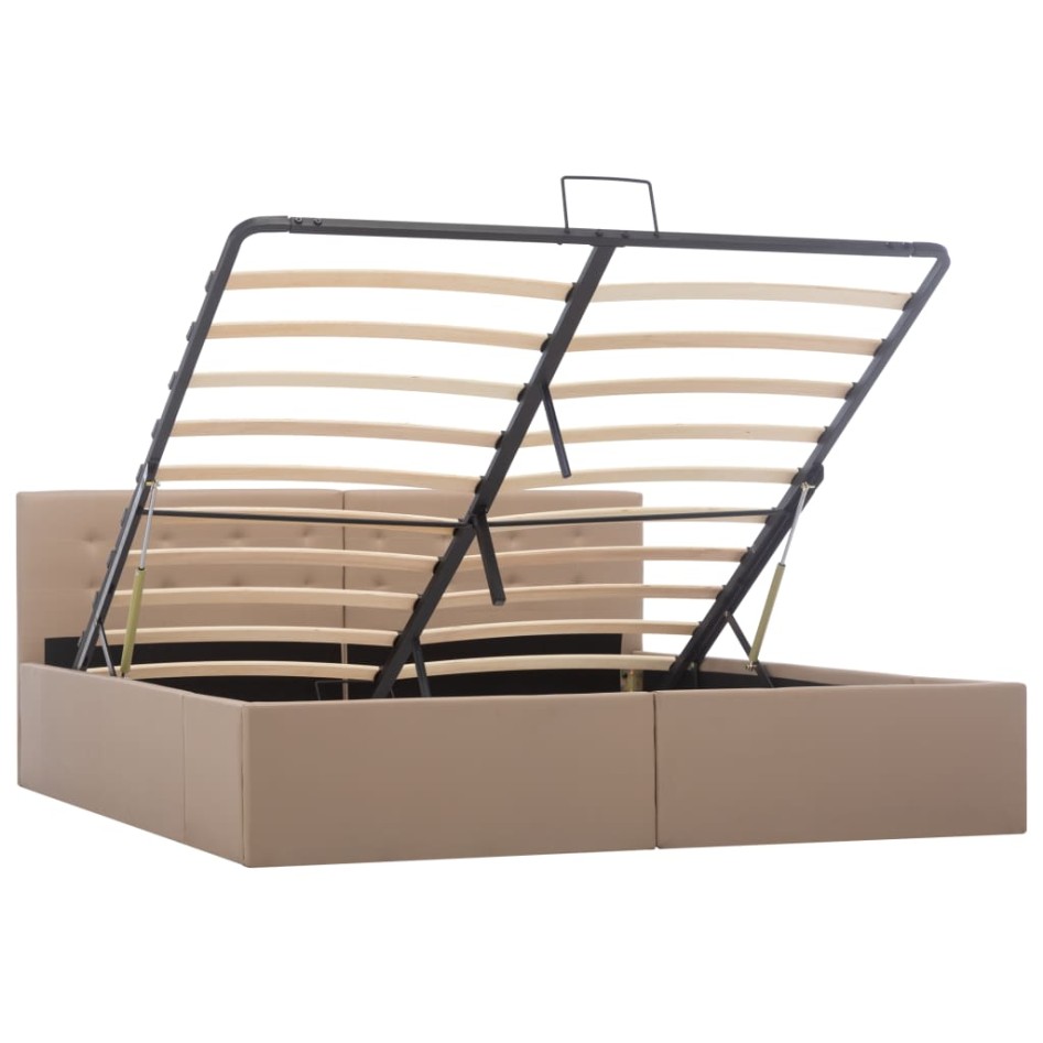 Cama canapé hidráulica cuero sintético blanco 160x200